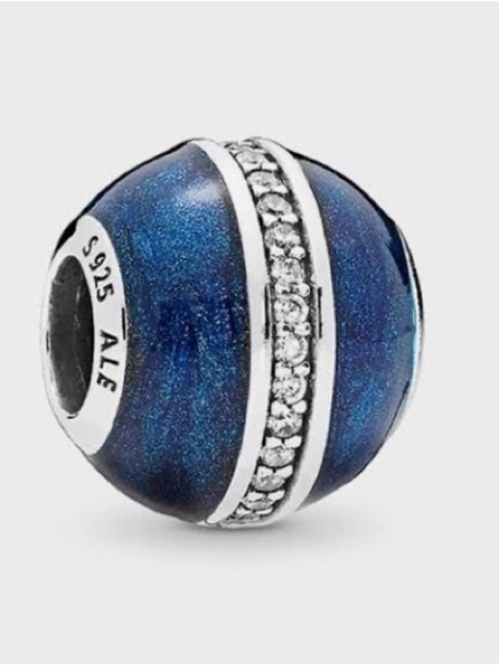 Pandora Sterling Silver Deep Blue Murano-Style Charm with Clear Crystals